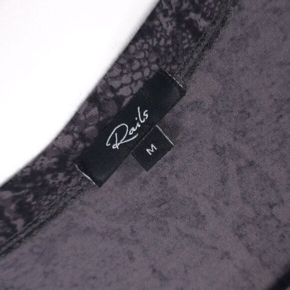 Rails EMILIA CHARCOAL SNAKESKIN Puff Sleeve Top Pullover Long Sleeve Gray MEDIUM - Picture 6 of 13